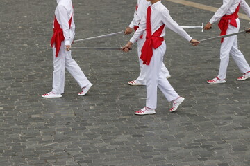 Basque traditional folk dance in an outdoor festival