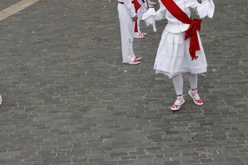 Basque traditional folk dance in an outdoor festival
