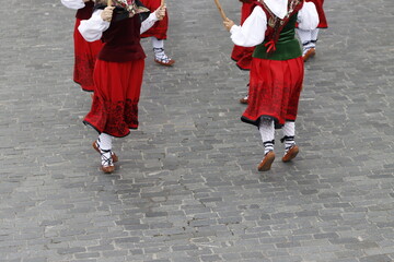 Basque traditional folk dance in an outdoor festival