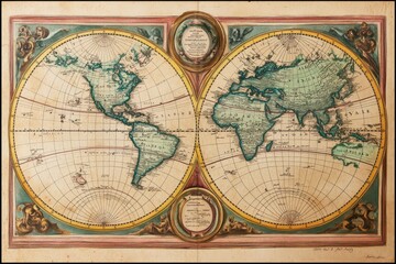 Old world map circa 1711