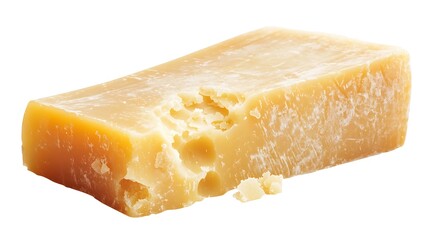 Irregular Textured Piece of Delicious Parmesan Cheese on Transparent Background
