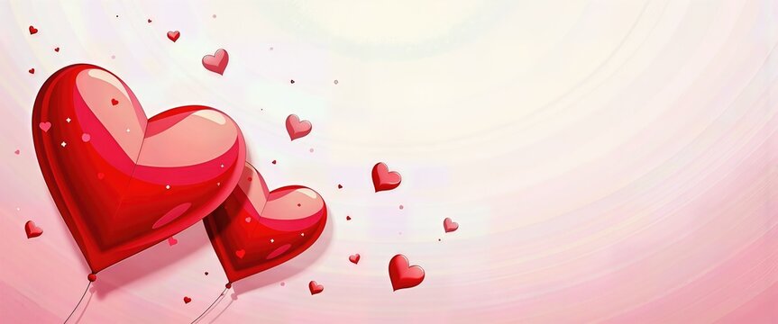 Charming floating red and pink heart balloons on a soft gradient background, ideal for love, Valentine's Day, and anniversaries.. Heart Balloons for Love, Romance, & Special Occasions