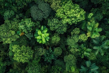 overhead view of rainforest treetops