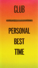 Personal Best Time Club close up ribbon award with a bright color gradient