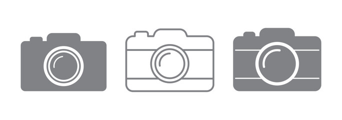 Photo camera icons set. Icon set of camera. Photography symbol. Photographing sign. Camera line art icon for apps and websites.
