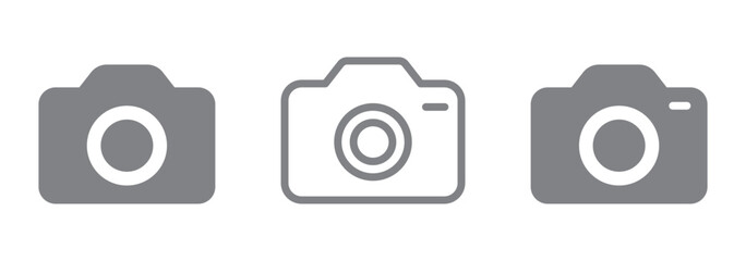 Camera icons set in black filled and stroke line style