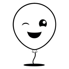 Vector illustration of a single balloon with a winking emoji face. Perfect for party graphics, celebration visuals, fun emoji decorations, birthday designs, and festive event symbols.