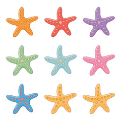 Collection of Colorful Cartoon Starfish