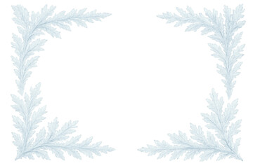 Ice crystals forming elegant corner frame on transparent background, perfect for winter designs