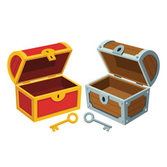 Two Cartoon Treasure Chests with Keys