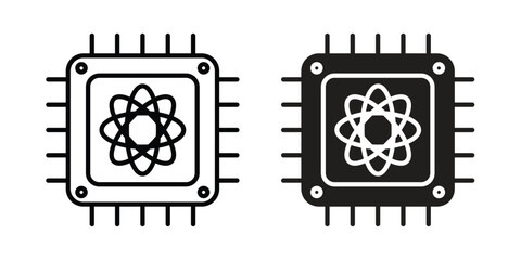 Quantum computing icon Logo Design Vector Template Illustration