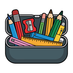 Colorful School Supplies in a Pencil Case