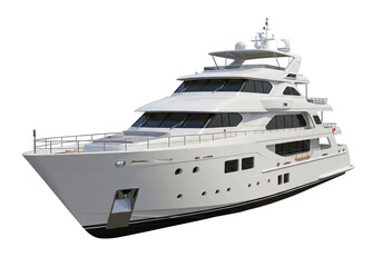 A Modern Luxury White Yacht for Travel and Leisure, Isolated for Mockups