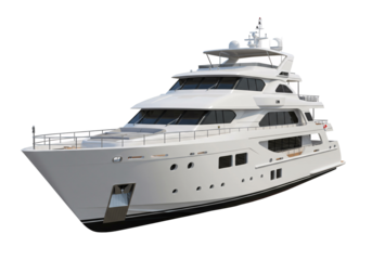 A Modern Luxury White Yacht for Travel and Leisure, Isolated for Mockups