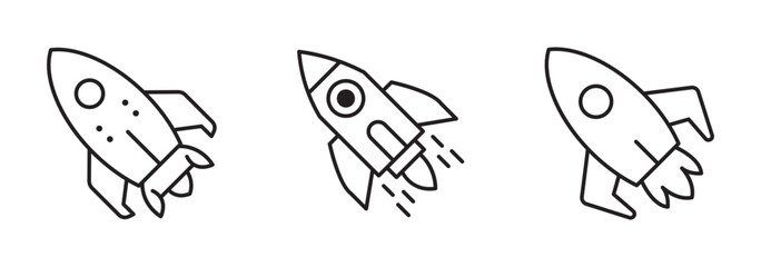 Obraz premium Startup rocket sign. Spaceship color icon. Speed launch symbol. Shuttle sign. Business marketing idea pictogram. Outer space illustration.