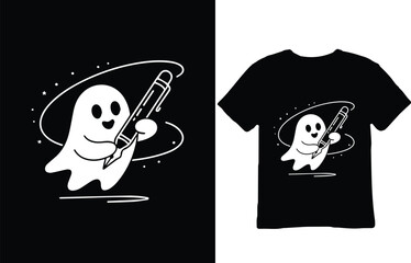 Cute Ghost Writer T-Shirt Design