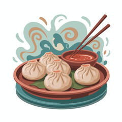 Delicious Asian Dumplings with Dipping Sauce