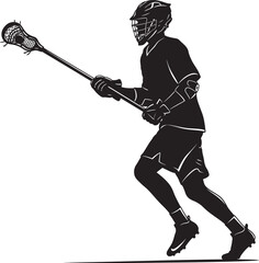 Lacrosse Player Sport Art Silhouettes white color background