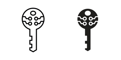 Digital key icon Logo Design Vector Template Illustration