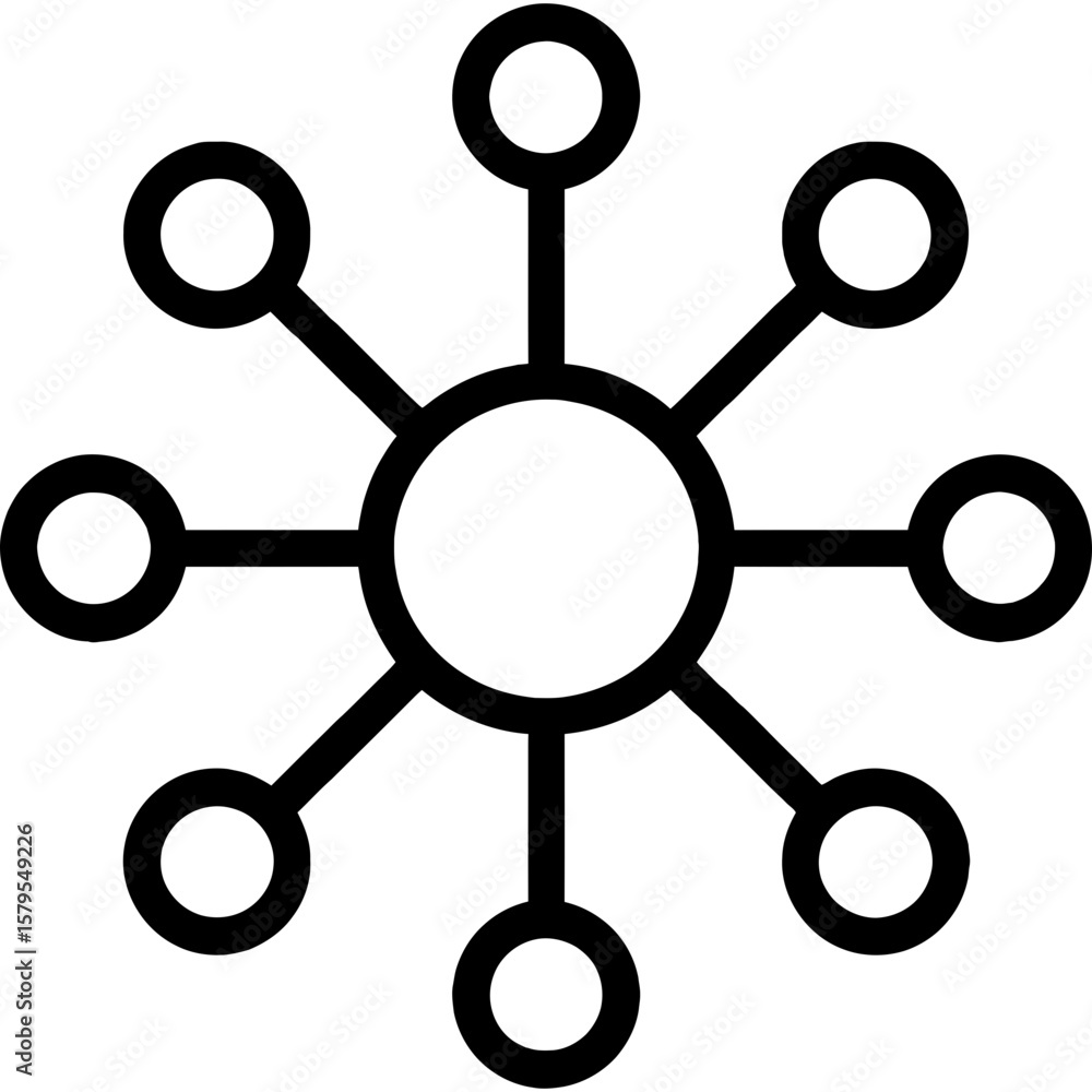 Poster multiple connections hub outline icon vector