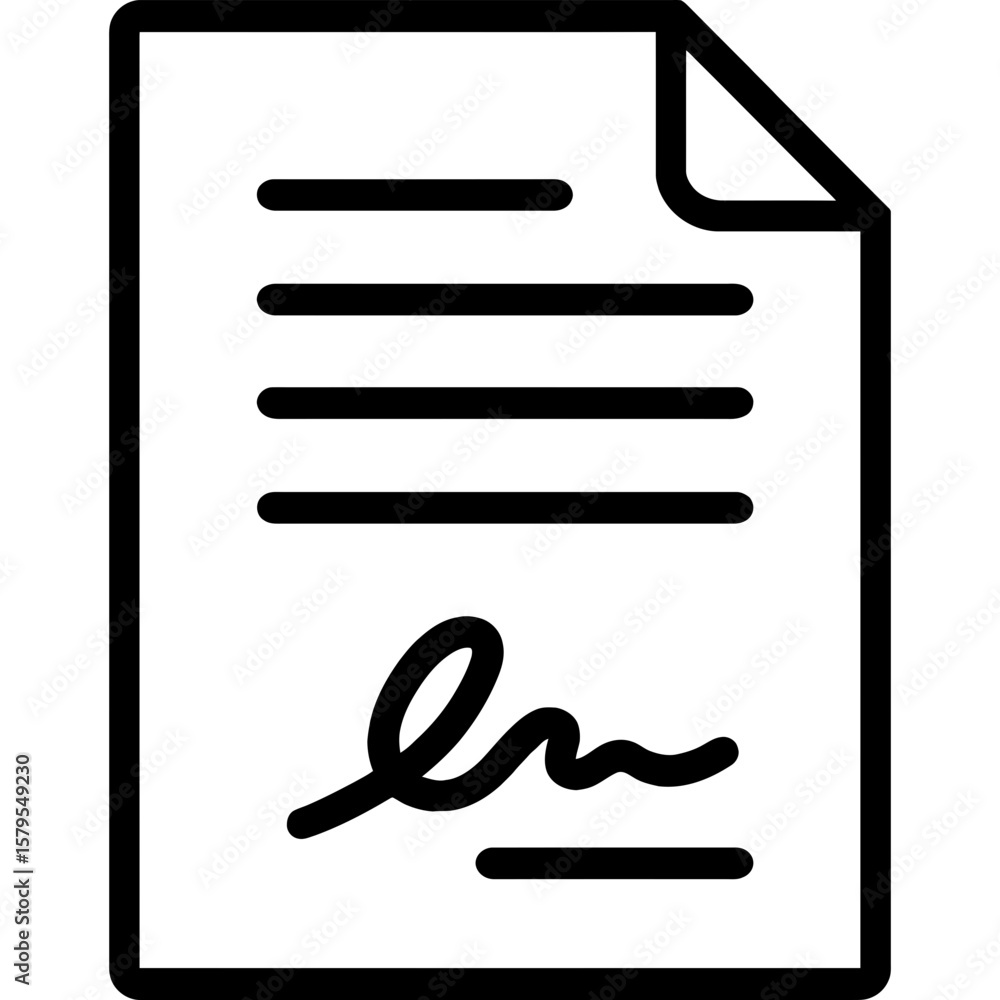 Poster contract document outline icon vector
