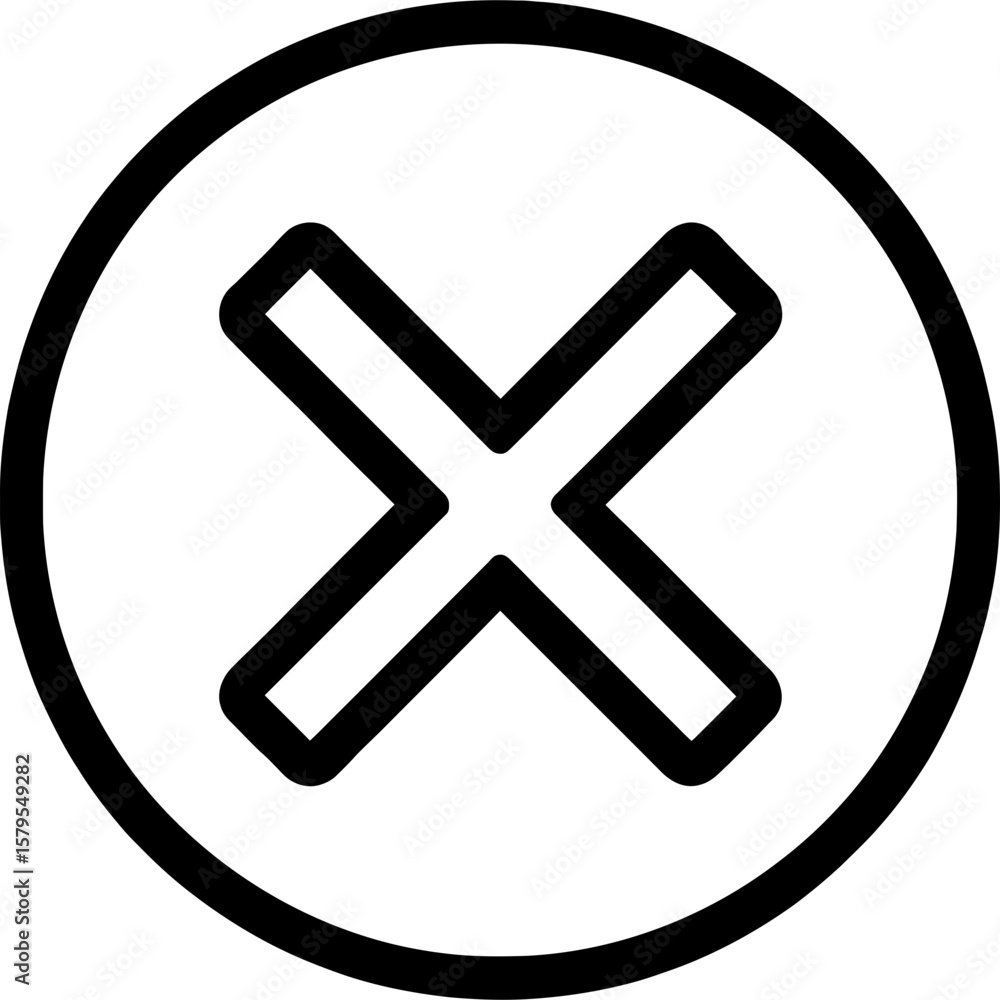 Poster error circle with cross outline icon vector