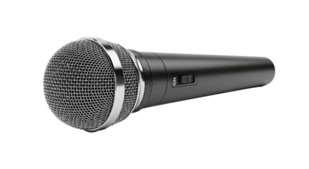 A Modern Dynamic Microphone for Singing or Speaking, Isolated on a White Background