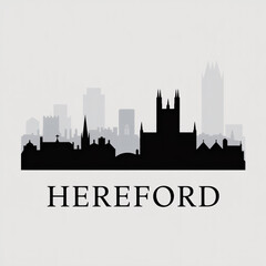 Obraz premium Hereford Skyline Silhouette - Historic English Cathedral City Vector Illustration