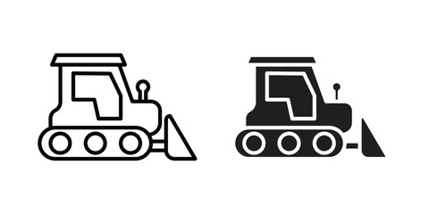 Bulldozer icon Logo Design Vector Template Illustration
