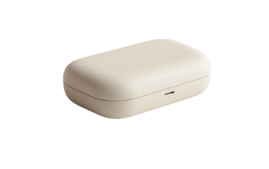 Bio-based clamshell case designed for protecting tech accessories with eco-friendly materials isolated on transparent background PNG