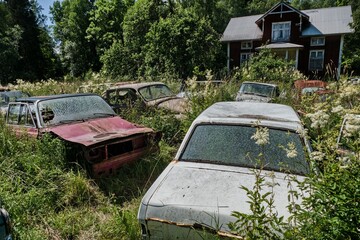 bastbas fanous cemetery of cars in sweden