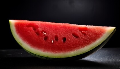 fresh watermelon slice on dark background highlights vibrant colors and juicy texture ideal for summer recipes and healthy eating