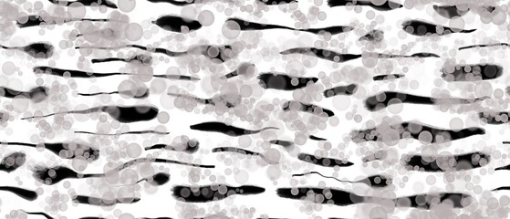 Seamless abstract geometric pattern. Background in black, beige, white. Illustration. Lines, meanders, texture. Design for textile fabrics, wrapping paper, background, wallpaper, cover.