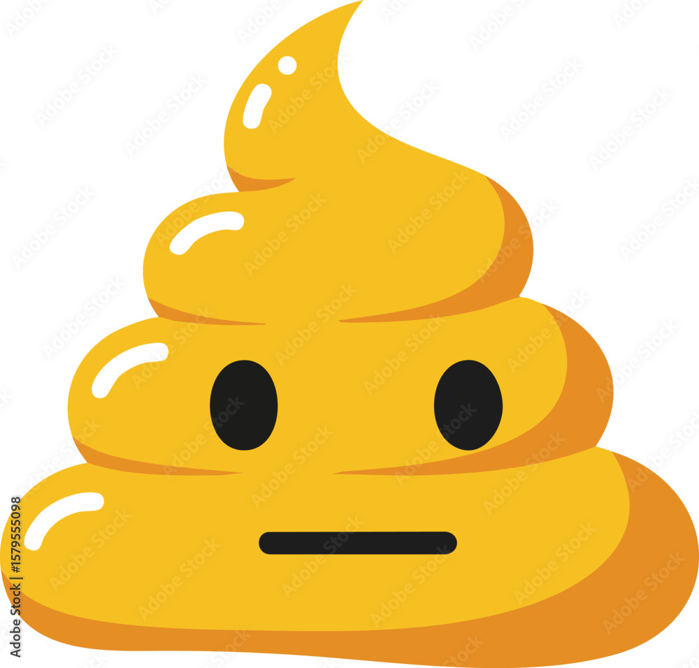 Poster yellow poop emoji with neutral expression vector illustration in simple style for digital communicat