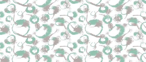 Seamless abstract geometric pattern. Background in green, grey, white. Illustration. Lines, stains. Design for textile fabrics, wrapping paper, background, wallpaper, cover.