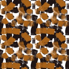 Seamless abstract textured pattern. Brown, black, white colors. Digital brush strokes. Illustration. Design for textile fabrics, wrapping paper, background, wallpaper, cover.