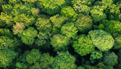 lush green canopy seen from above in a dense forest