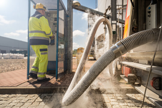 specialized technical gas refueling - tanker, in accordance with safety procedures