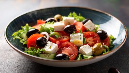 vibrant greek salad featuring fresh tomatoes olives and feta cheese