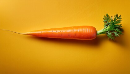 vibrant orange carrot isolated on a yellow background rustic texture healthy eating