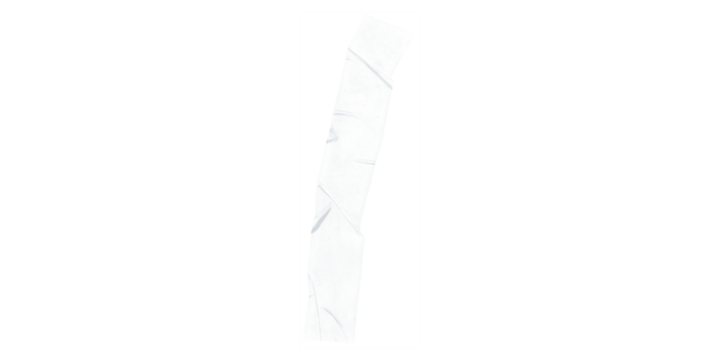 A vertical image showing a light gray rectangular shape on a black background with pixelated edges