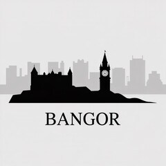 Fototapeta premium Bangor Skyline Silhouette - Coastal Northern Ireland City Vector Illustration