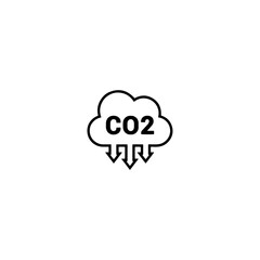 CO2 emissions in cloud icon flat vector design.