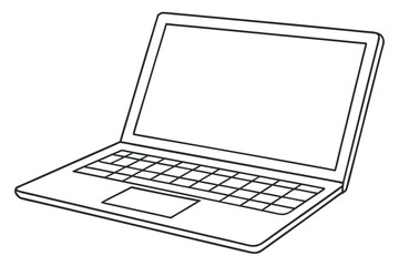 Open laptop computer outline technology electronic device