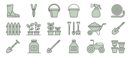 Gardening Tools and Equipment Icons