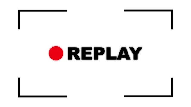 replay text animation in white background. Replay Animation video for Live Streamers, Replay video effects. Simple replay sign animation. Alpha channel 4K video