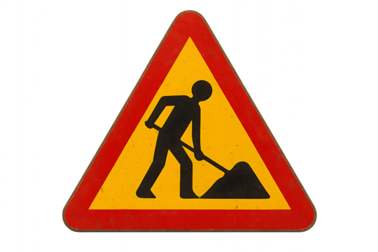 Construction warning sign isolated on transparent background - Powered by Adobe