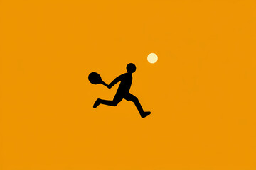 Tennis Player Minimalist Icon Yellow Ball Sport Symbol Flat Design Graphic Elegant Vector Illustration Athlete Simple Modern Style
