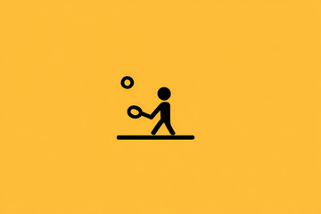Vibrant Tennis Athlete Minimalist Icon Playful Yellow Ball Sports Graphic Clean Tennis Player Symbol Modern Flat Design Active Lifestyle Illustration Dynamic Tennis Game Element
