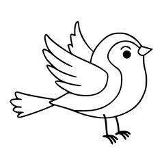 Chubby Bird Standing Outline Illustration